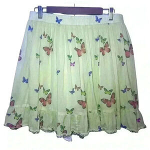 We Are Sundays Skirt KANDER Butterfly Citron Green Pleat Size 3 Size Large